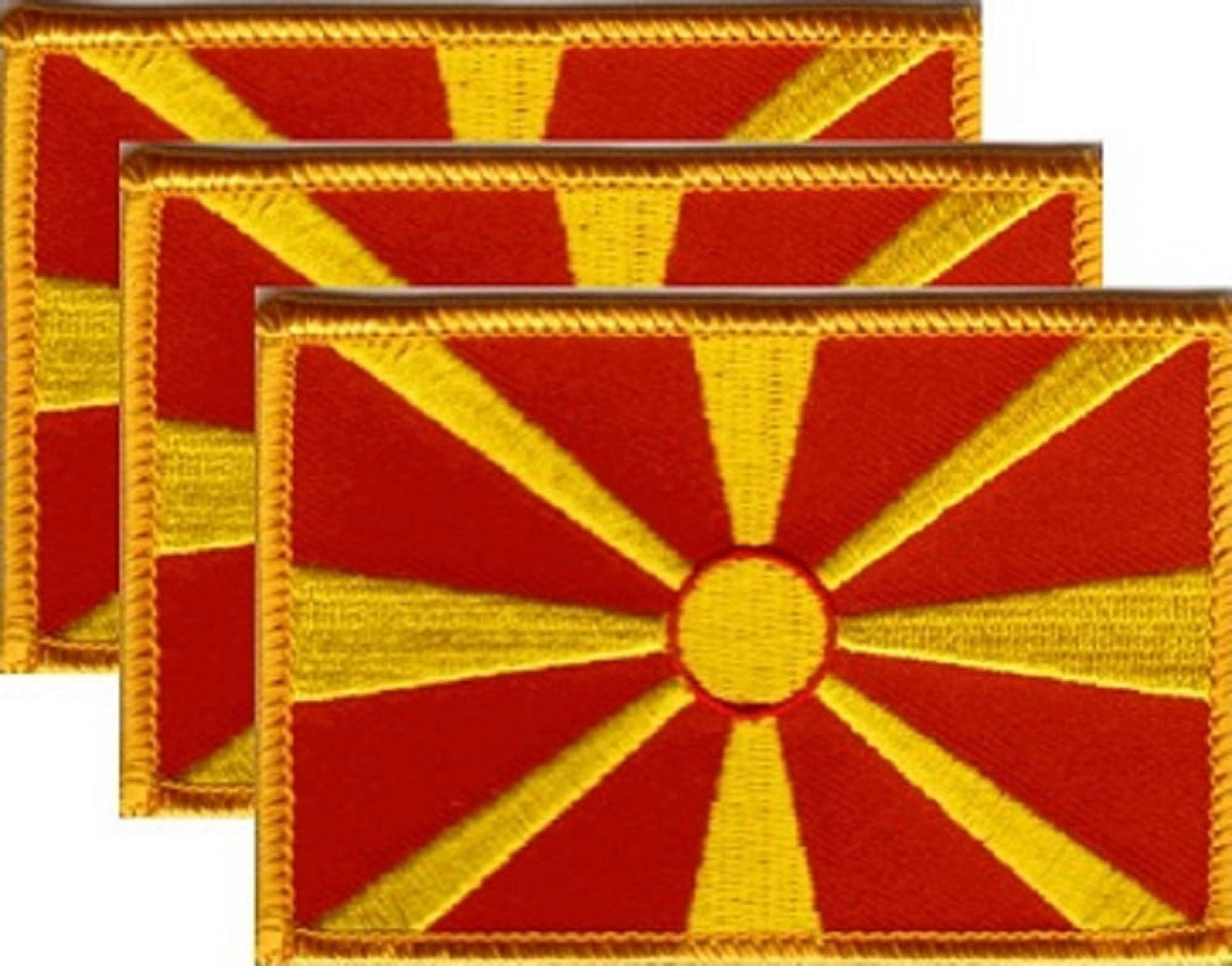 12 Macedonia Flag Patches, Embroidered Iron On or Sew On, Measures 3.50" x 2.25"