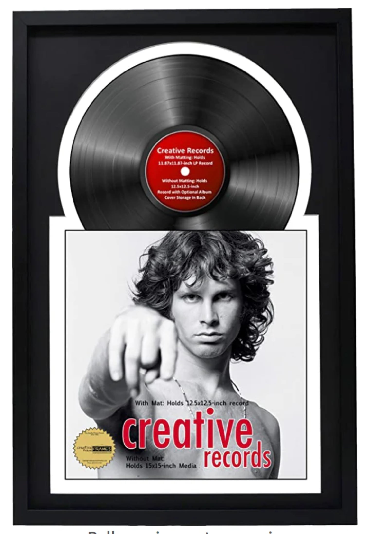 Black Jukebox Record Frame with Double Matting
