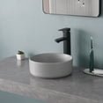 thumbnail image 1 of 12" Matte Grey Basin with Pop Up Drain Round Countertop Vessel Sink for Bathroom, 1 of 11