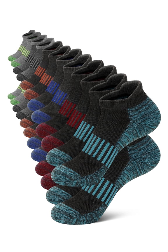 12 Pair Men Ankle Socks Cushioned Breathable Low Cut Athletic Socks for Men Size 6-9