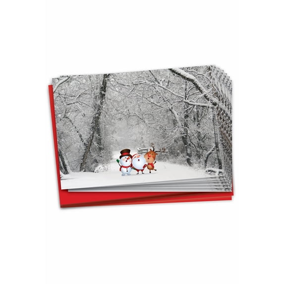 12 Merry Christmas Cards Pack (1 Design, 12 Cards) - Santa Paths B6716BXSG