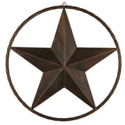 Yebei 12 Metal Barn Star with Twisted Rope Ring, Dark Brown, Rustic Farmhouse Wall Art for Outdoor or Home Decoration