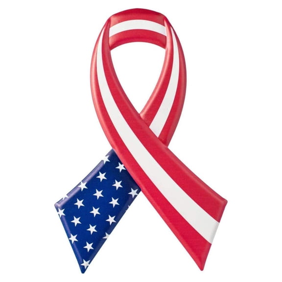 12" Metal Embossed Sign: Patriotic Support Ribbon