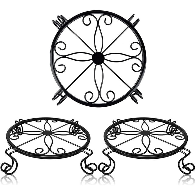 12" Metal Plant Stand for Indoor Outdoor, 3 Pack Flower Pot Stands Holder for Patio, Wrought