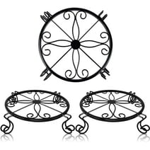 12" Metal Plant Stand for Indoor Outdoor, 3 Pack Flower Pot Stands Holder for Patio, Wrought Iron Round Plant Rack, Plant Shelf Display Rack for Garden