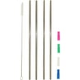 thumbnail image 1 of 12" Metal Straws, 4pcs Ultra Long 0.24" Diameter Reusable Straight Stainless Steel Drinking Straws with Silicone Tips and Cleaning Brush for Tall Cups, 1 of 4
