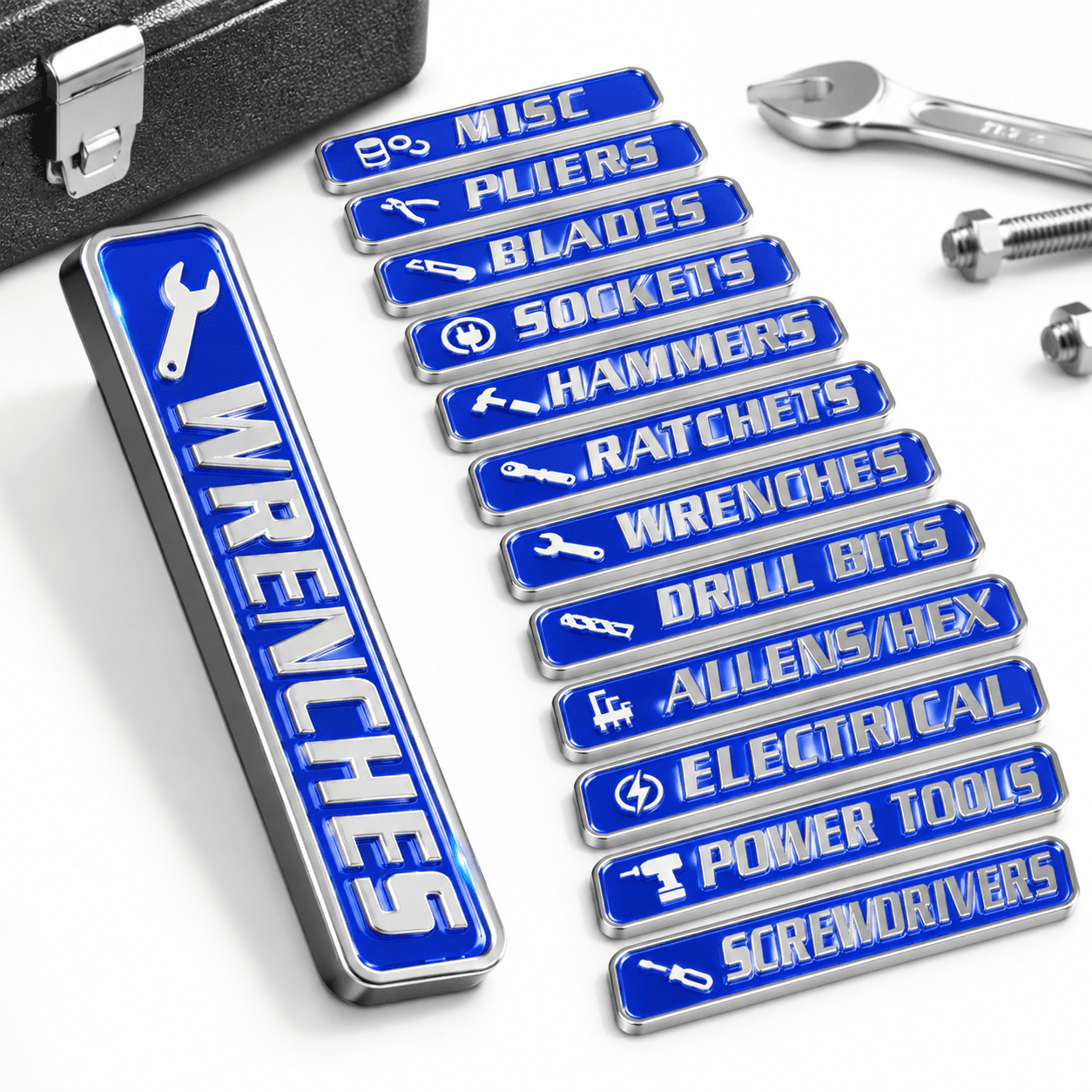 12 Metalic Tool Box Labels Embossed - Walmart.com