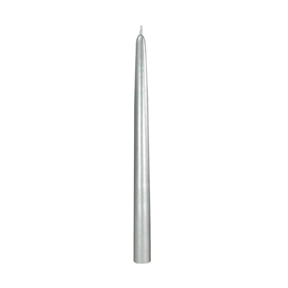 12" Metallic Silver Unscented Taper Candles 1 Box of 12 Candles