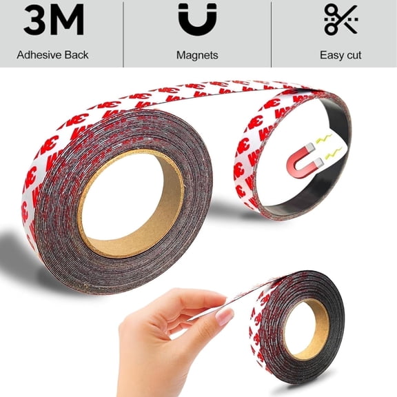 12 Mil Ultra Thin sticky magnets strips for Bookmarks,Adhesive Backing Strips for Photo Paper,Pictures Display on Fridge,Roll Packed (0.6 InchesX16.4 feet)