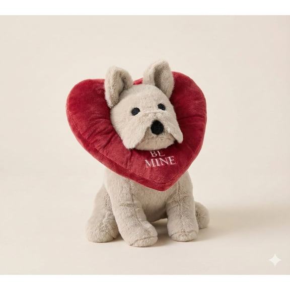 12" Be Mine Frenchie Valentine's Day Plush Toy - French Bulldog Stuffed Animal Dog with Red Heart - Soft Puppy Shaped Pillow for Girlfriend Wife Kids Gift - Cute Romantic Room Decor