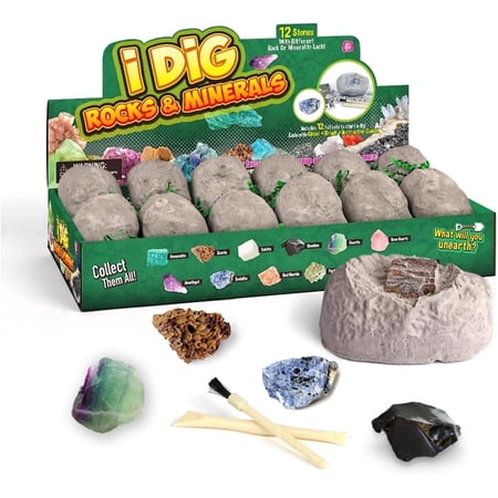Piano Potato Gemstone Dig Kit for Kids Ages 6-12 12 Rocks & Minerals Dig Kit,Dig Up 12 Gems, Stones & Crystals + 12 Tools & Guides, Digging Toys, Rock Collection, Gift for Girls and Boys