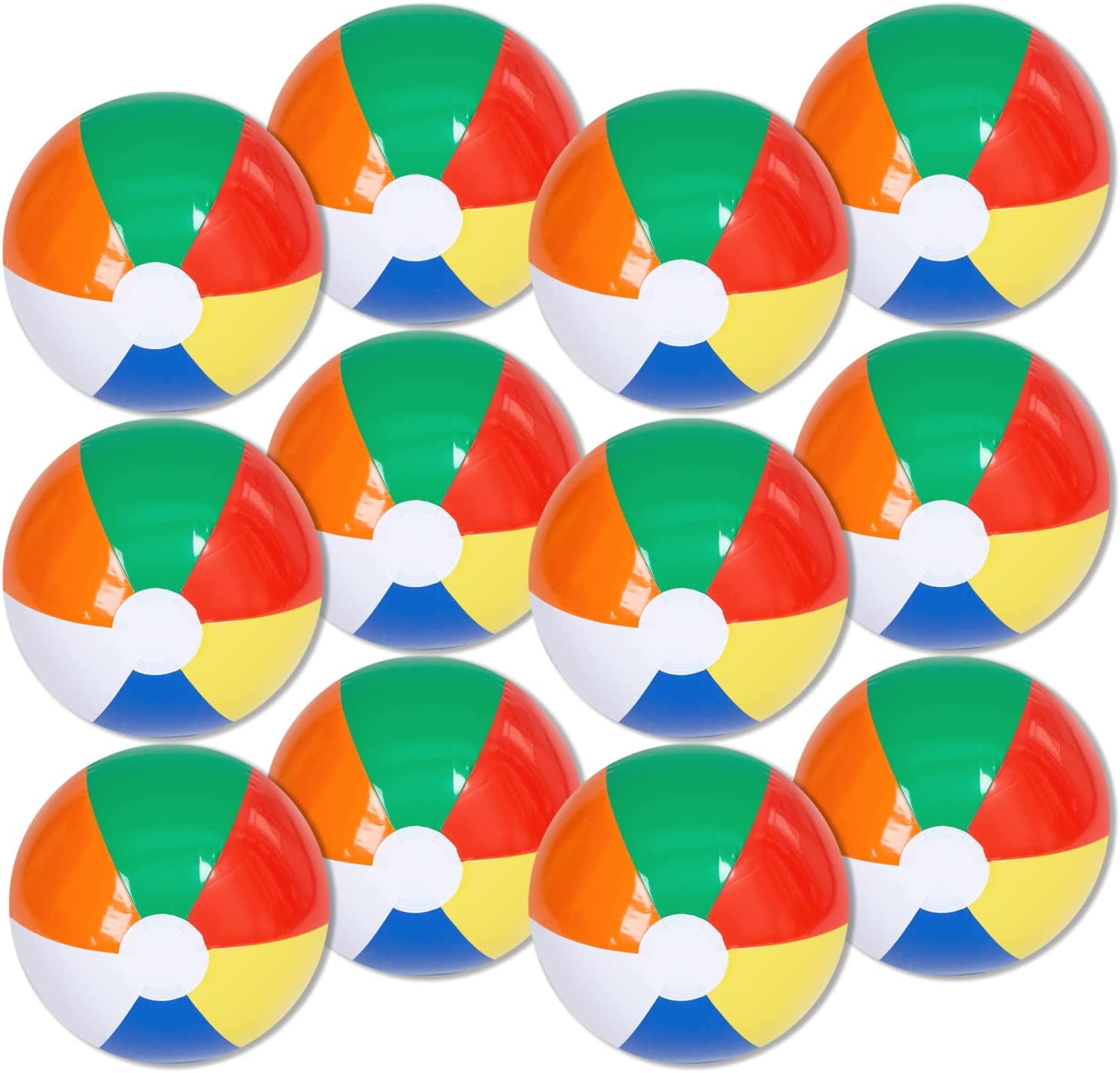 12" Mini Beach Balls Bulk (12 Pack) Summer Party Favors for Kids, Pool
