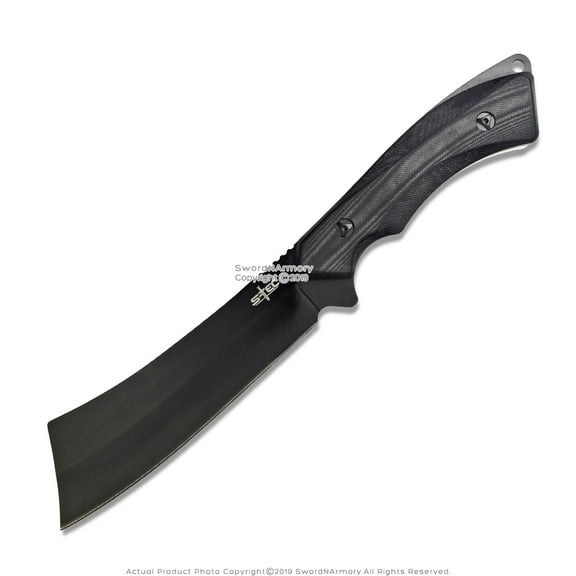 12” Mini Cleaver Tactical Hunting Knife G10 Handle Nylon Sheath Black