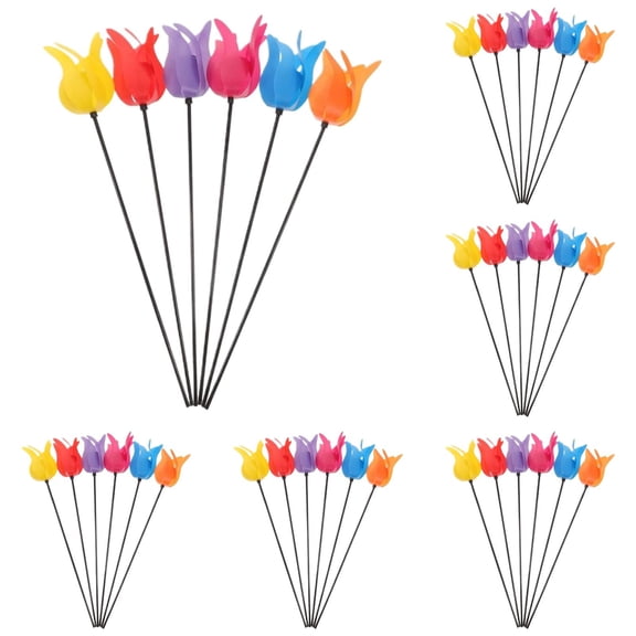 12 Mini Tulip Windmills/ Windmill Windmills Garden Windmill Small Windmills Garden Stake Wind Night Light Flowers Plant Windmill Plastic