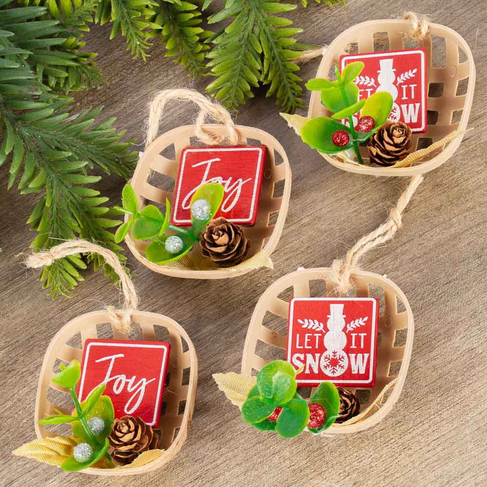 tobacco basket ornaments 12 Miniature Christmas Tobacco Basket Ornaments in Assorted Styles