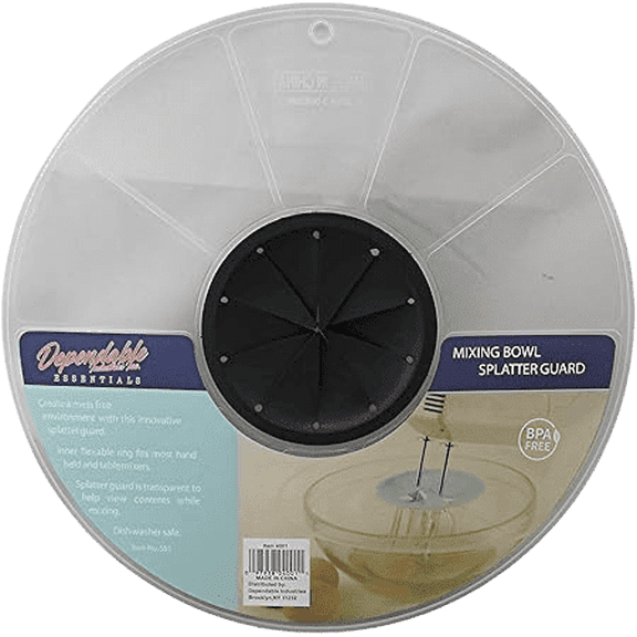 12" Mixing Bowl Splatter Guard  Universal Fit for Hand and Electric Mixers, Heat-Resistant Silicone, Dishwasher Safe - Kitchen Baking Accessory by Dependable Industries Black
