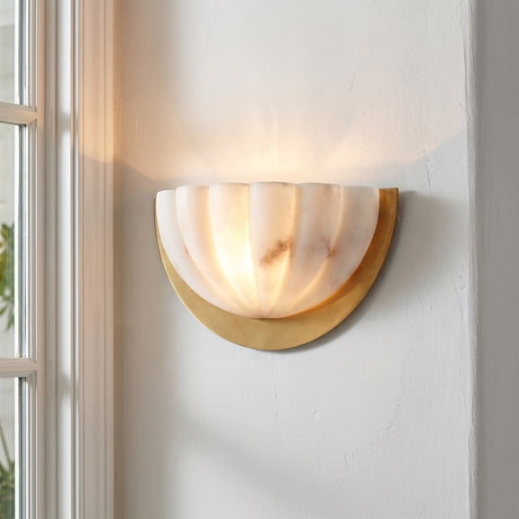 12" Modern Gold Semi-Round 1-Light Wall Sconce with Glass Shade for Hallway,Bedroom
