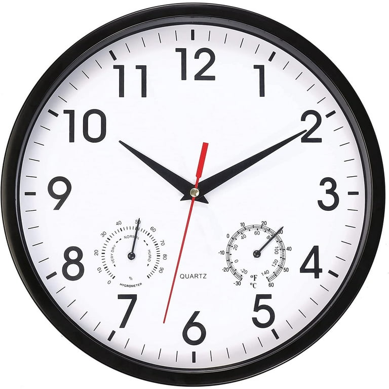 12 Modern Large Quartz Wall Clock 12 inch with Temperature Humidity Bedroom Office Walmart