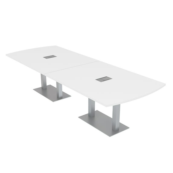 12' Modular Arc Rectangle Conference Table w/Electric And Square Bases