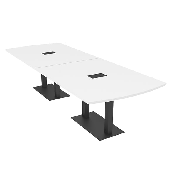 12' Modular Arc Rectangle Conference Table w/Electric And Square Bases