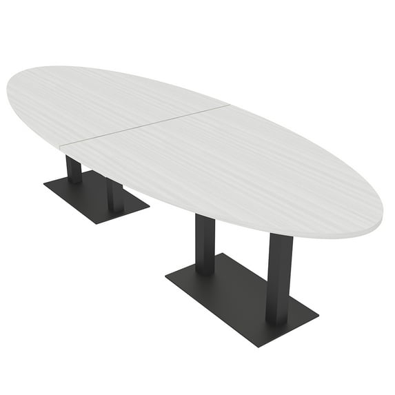 12' Modular Oval Conference Table With Metal Bases And Electric Units
