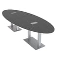 thumbnail image 1 of 8 Person Modular Oval Conference Table Metal Bases 10Ft Power And Data, 1 of 8