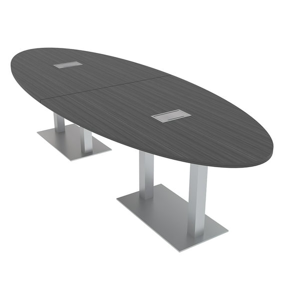 8 Person Modular Oval Conference Table Metal Bases 10Ft Power And Data