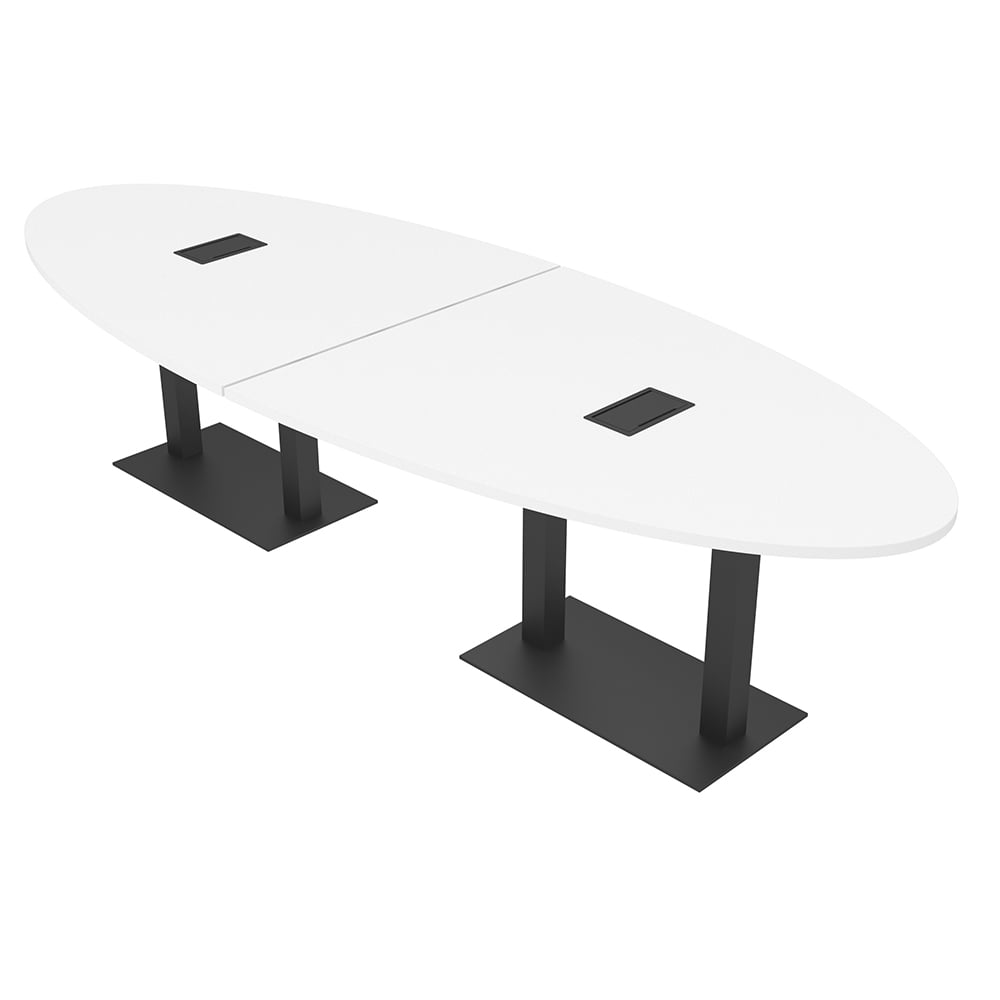 12' Modular Oval Conference Table With Metal Bases And Electric Units ...