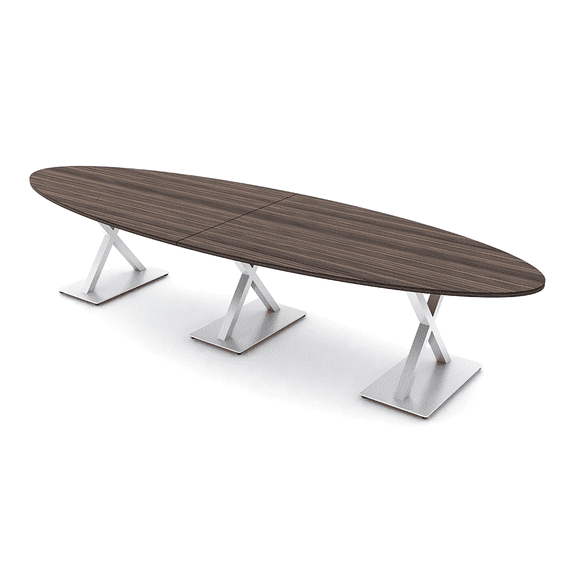 12' Modular Oval Conference Table With X Bases And Electric Units