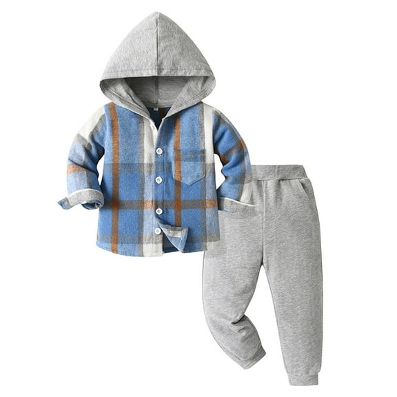 12 Month Boy Clothes Winter Toddler Boy Clothes Plaid Shirt Jacket White Top and Jeans Pants 2Pcs Winter Boys Clothes for 2-7 Years