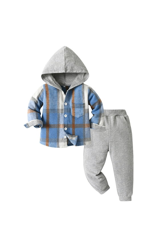 12 Month Boy Clothes Winter Toddler Boy Clothes Plaid Shirt Jacket White Top and Jeans Pants 2Pcs Winter Boys Clothes for 2-7 Years