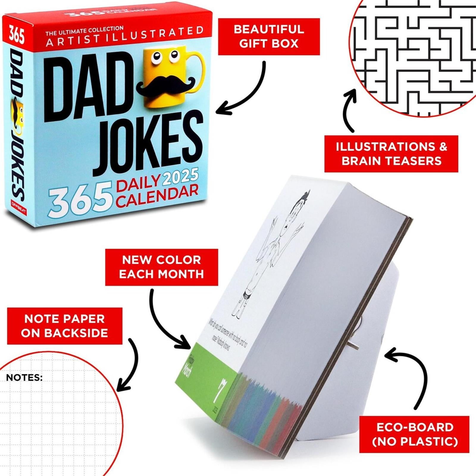 12 Month Calendar 2025 Wall 2025 Dad Jokes Calendar 365 Days of Jokes