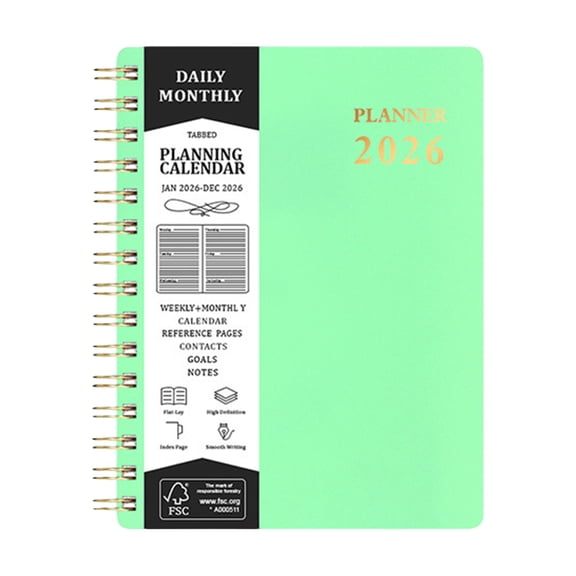 12-Month Daily Planner with To-Do List, Winter Vacation Schedule Planning Notepad, Academic & Personal Productivity Organizer,Fluorescent Green