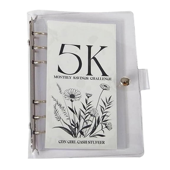 Plastic Metal 6-Hole Money Saving Binder for 12-Month Challenge, 5K Capacity