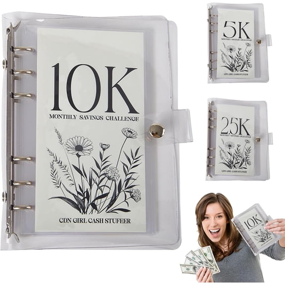 12-Month Envelopes Money Saving Challenge Binder, 12 Month Savings Challenge, Money Saving Binder, Money Savings Challenges Book with Envelope to Save 2.5K/5K/10K Dollars (10K)