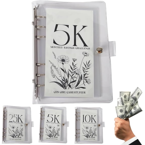 12-Month Envelopes Money Saving Challenge Binder,Pink Blue Loose Leaf Savings Book,2.5k/5k/10k Dollars Money Saving Challenge Book,Budget Binderfor Boy Girl