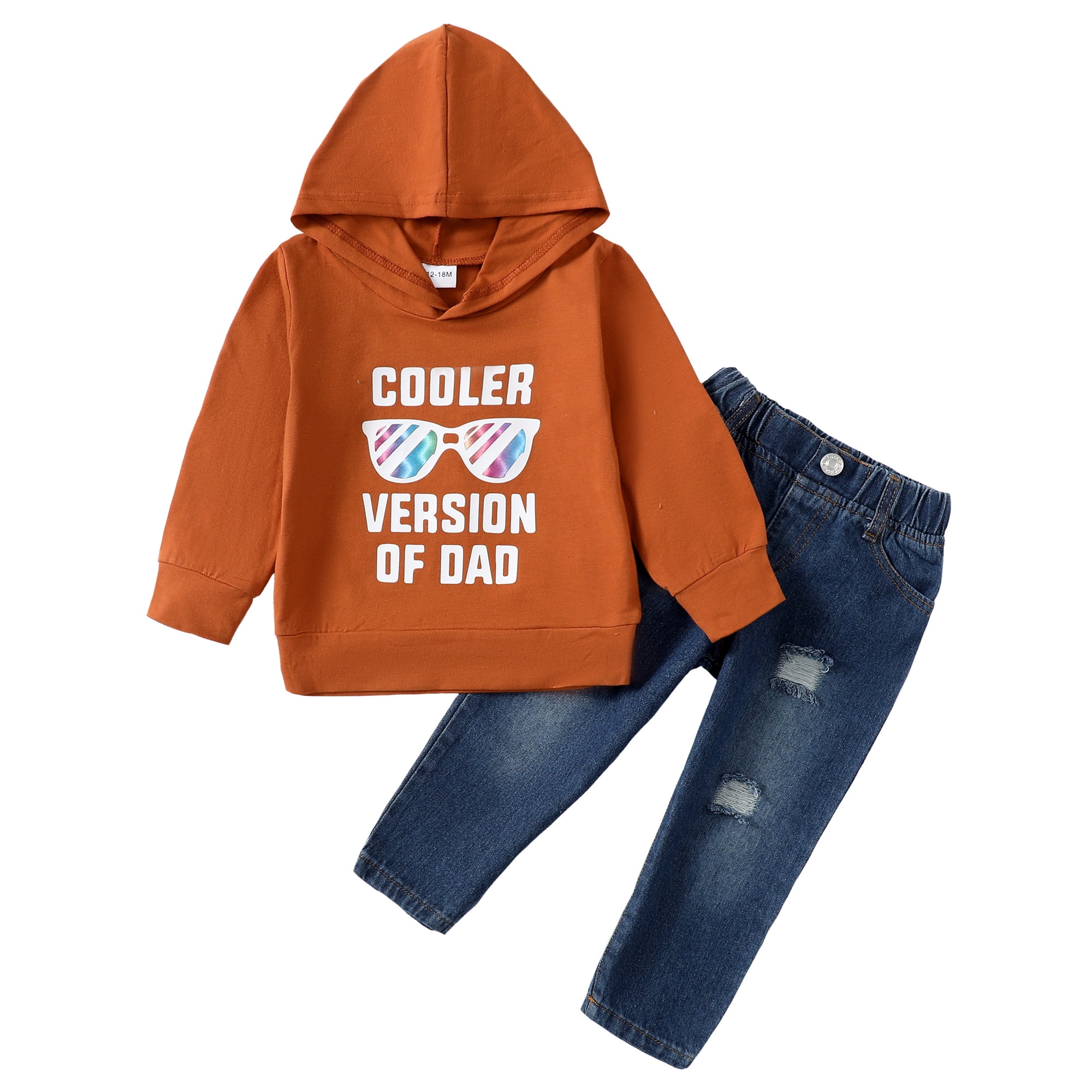 12 Months Baby Boys Clothes 18 Months Boys 2PCS Hoodie Outfits Set Letter Glasses Print Toddler