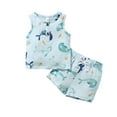 thumbnail image 1 of 12 Months Baby Boys Clothes 18 Months Boys 2PCS Summer Outfits Set Dolphin Print Crew Neck Infant Boys Sleeveless Top Shorts Set Blue, 1 of 7