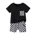 thumbnail image 1 of 12 Months Baby Boys Clothes 18 Months Boys 2PCS Summer Outfits Set Round Neck Toddler Boys Short Sleeve Top Shorts Set Black, 1 of 8