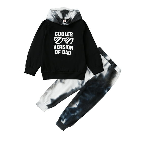 12 Months Baby Boys Clothes 24 Months Boys 2PCS Fall Winter Outfits Letter Glasses Print Toddler Boys Long Sleeve Hoodie Top Pants Set Black