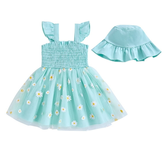 12 Months Baby Girl Dress 18 Months Girls Sleeveless Dress Solid Color Cute Bowknot Toddler Girls Suspender Dress Tulle Dress with Hat Green