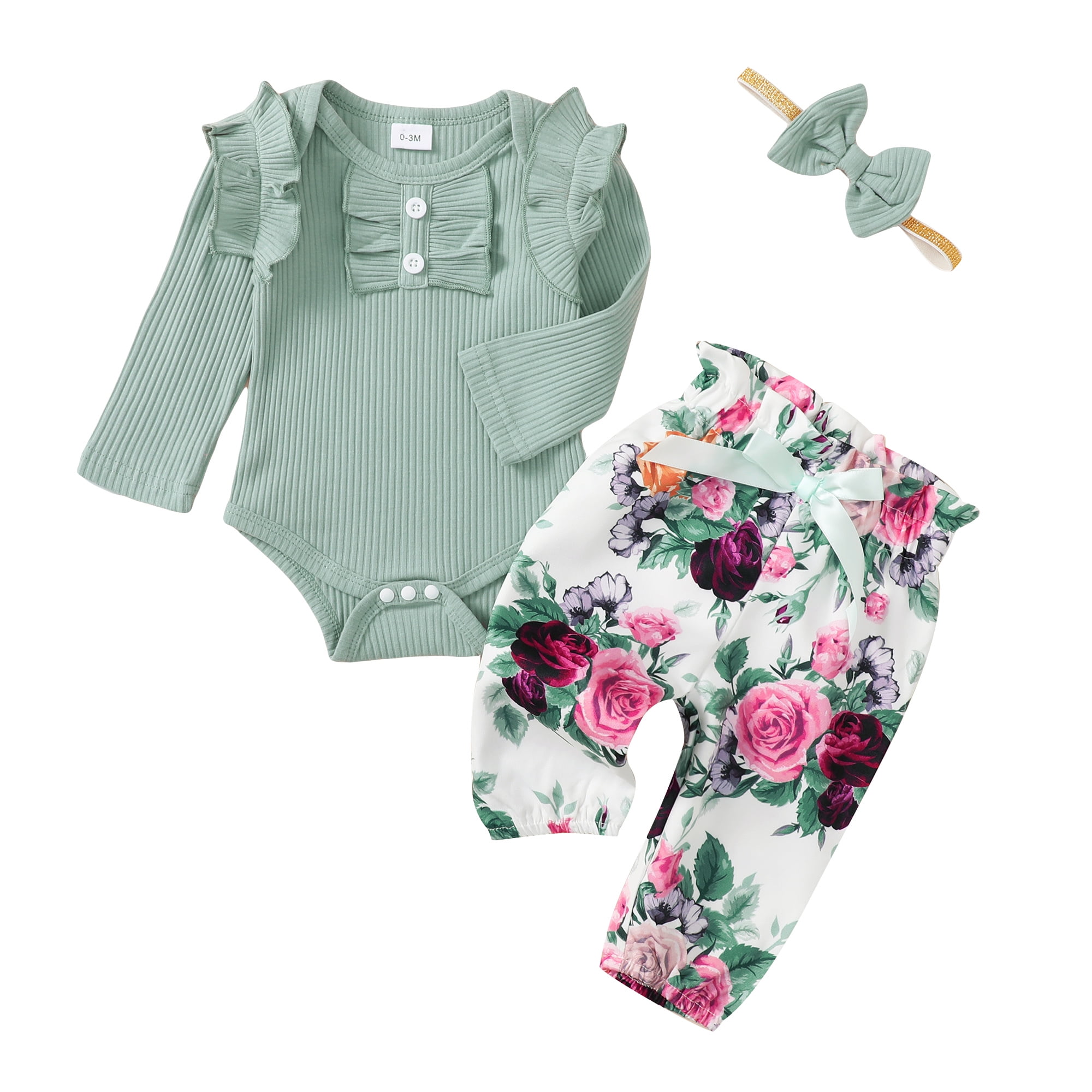 12 Months Baby Girls Clothes 18 Months Girls 3PCS Outfits Set Infant Girls Long Sleeve Top Pants