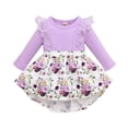 thumbnail image 1 of 12 Months Baby Girls Dress 18 Months Girls Long Sleeve Dress Flower Print Infant Girls Round Neck Floral Dress Purple, 1 of 9