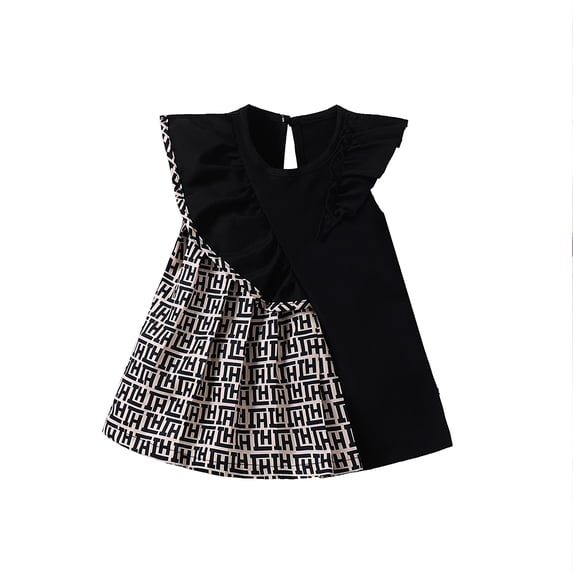 12 Months Baby Girls Dress 18 Months Girls Sleeveless Dress Letter Print Toddler Girls Summer Dress Black