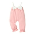 thumbnail image 1 of 12 Months Baby Girls One-piece Bodysuit 18 Months Girls Sleeveless Jumpsuit Toddler Girls Suspender Bodysuit Pink, 1 of 6