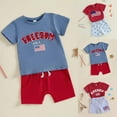 thumbnail image 1 of 12 Months Boys Clothes Boys Summer Outfits 4th of July Short Sleeve T-Shirt Tees Casual Shorts Cute Clothing Set, 1 of 8