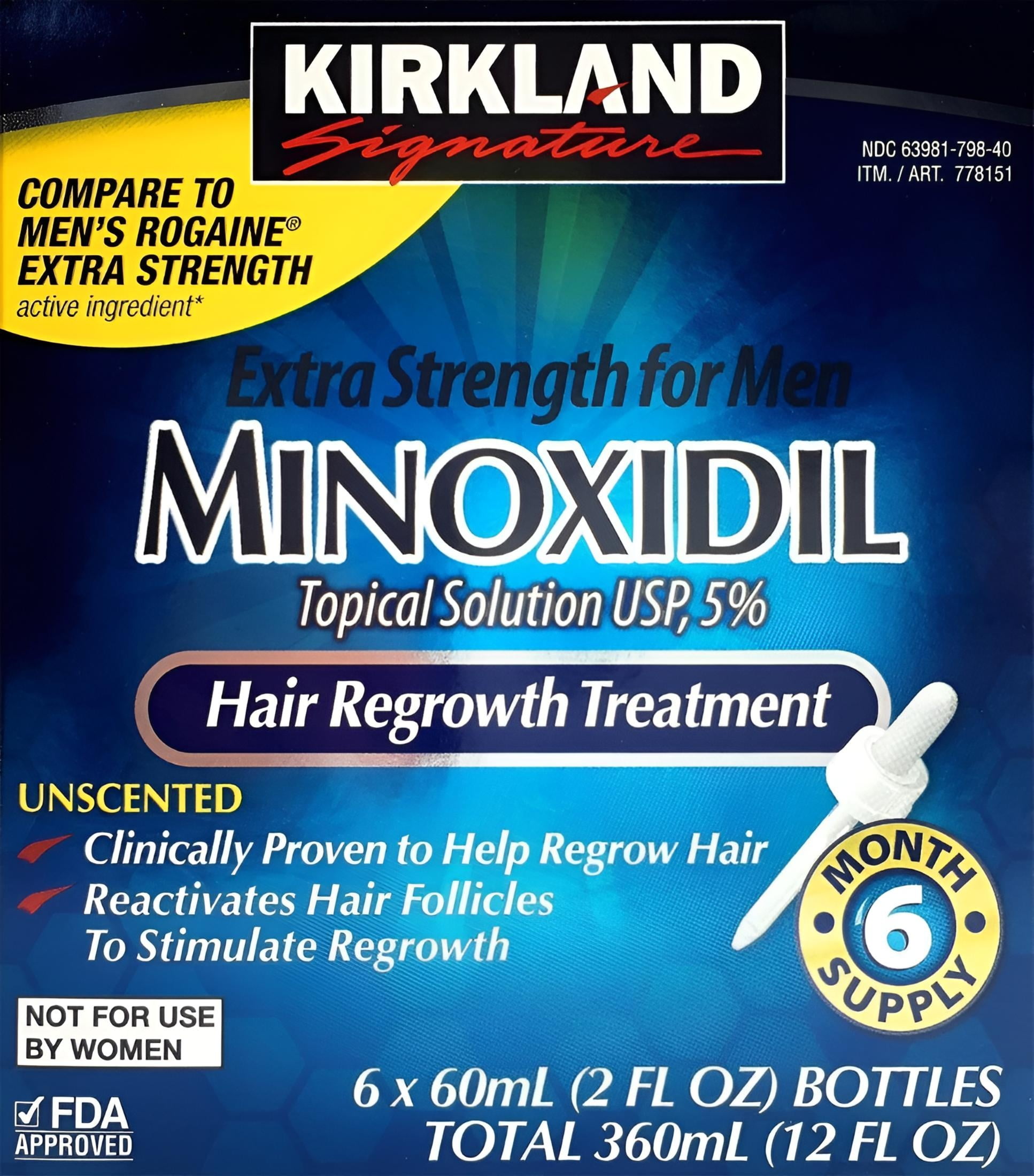 12 Months Kirkland DROP MINOXIDIL 5% Mens Hair Loss Regrowth Treatment