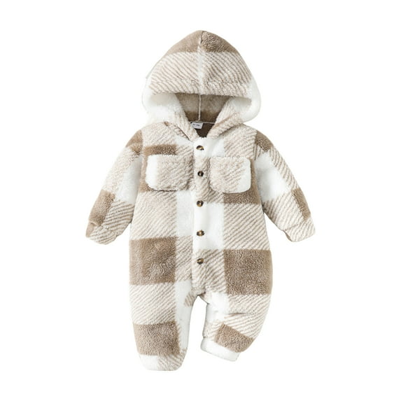12 Months Toddler Baby Boys Clothes Baby Boys One-piece Romper Bodysuit 12-18 Months Boys Long Sleeve Hooded Furry Romper Apricot