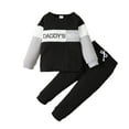 thumbnail image 1 of 12 Months Toddler Baby Boys Clothes Baby Boys Outfits 12-18 Months Baby Boys Long Sleeve Letter Print Top Pants 2PCS Set Fall Winter Clothes for Boys Black, 1 of 7