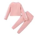 thumbnail image 1 of 12 Months Toddler Baby Girls Clothes Baby Girls Outfits 12-18 Months Girls Long Sleeve Solid Color Top Pants 2PCS Set Pink, 1 of 8